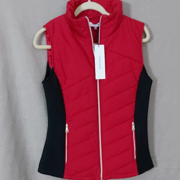 Calvin klein puffers Jackets size Large Sleeveless color Black and Red - Picture 3 of 16